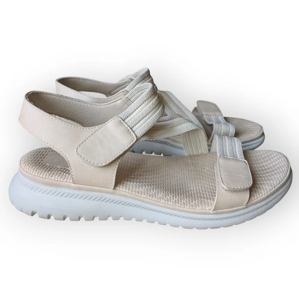 Stefania Italy Beige Adjustable Strap Comfort Walking Sandals Women's 38 US 7.5